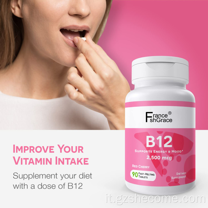 Compresse di vitamina B12 al gusto di ciliegia di vitamina B12